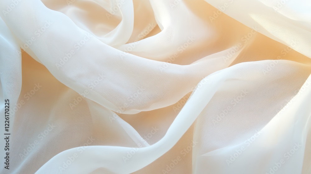 Obraz premium Delicate Cream Colored Fabric Draped Softly