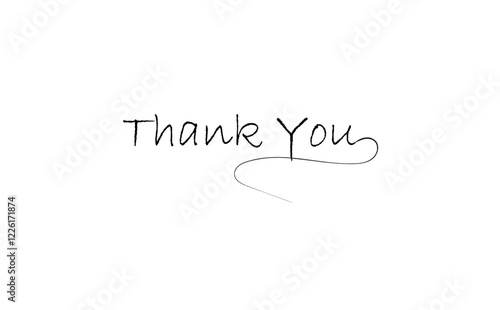 手書き風の筆記体で書いたThank you（ありがとう）の文字（カリグラフィー）
