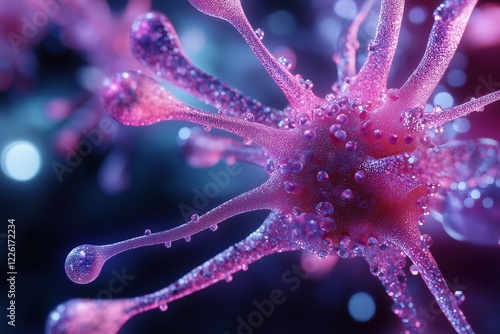 Viruses under microscope. Bacteria molecules. Study of virus pathogens. Science, Medicine, biology