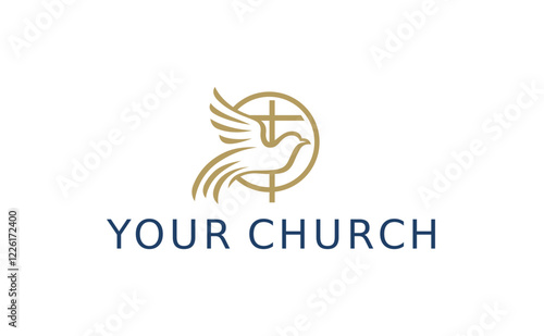 Church logo with dove and cross