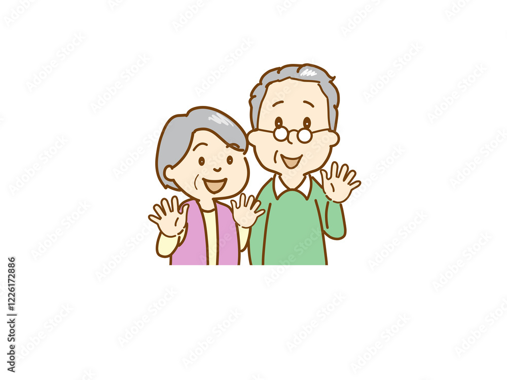 老夫婦　笑顔で挨拶
