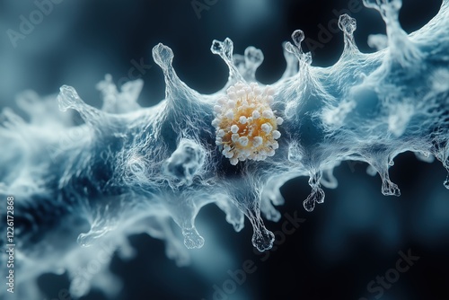Viruses under microscope. Bacteria molecules. Study of virus pathogens. Science, Medicine, biology