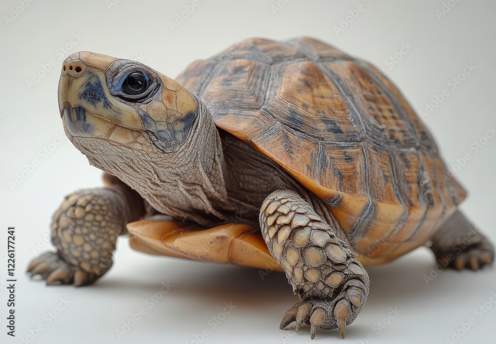 Close-Up of a Beautiful Tortoise with Intricate Shell Patterns on a Soft Background for Nature and Wildlife Photography Collections Close-Up of a Beautiful Tortoise with Intricate Shell Patterns on a Soft Background for Nature and Wildlife Photography Collections