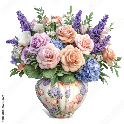 Elegant Flowers in Vase – Botanical Clipart Vector Illustration
