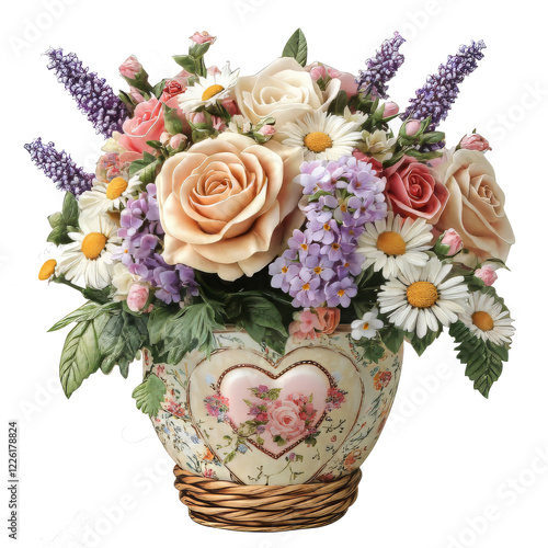 Elegant Flowers in Vase – Botanical Clipart Vector Illustration