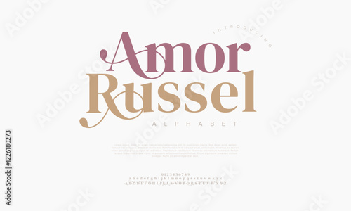 Amor typography beauty fashion elegant minimalist serif italic fonts decorative wedding vintage retro logos. Minimal luxury font alphabet logo. Vector illustration