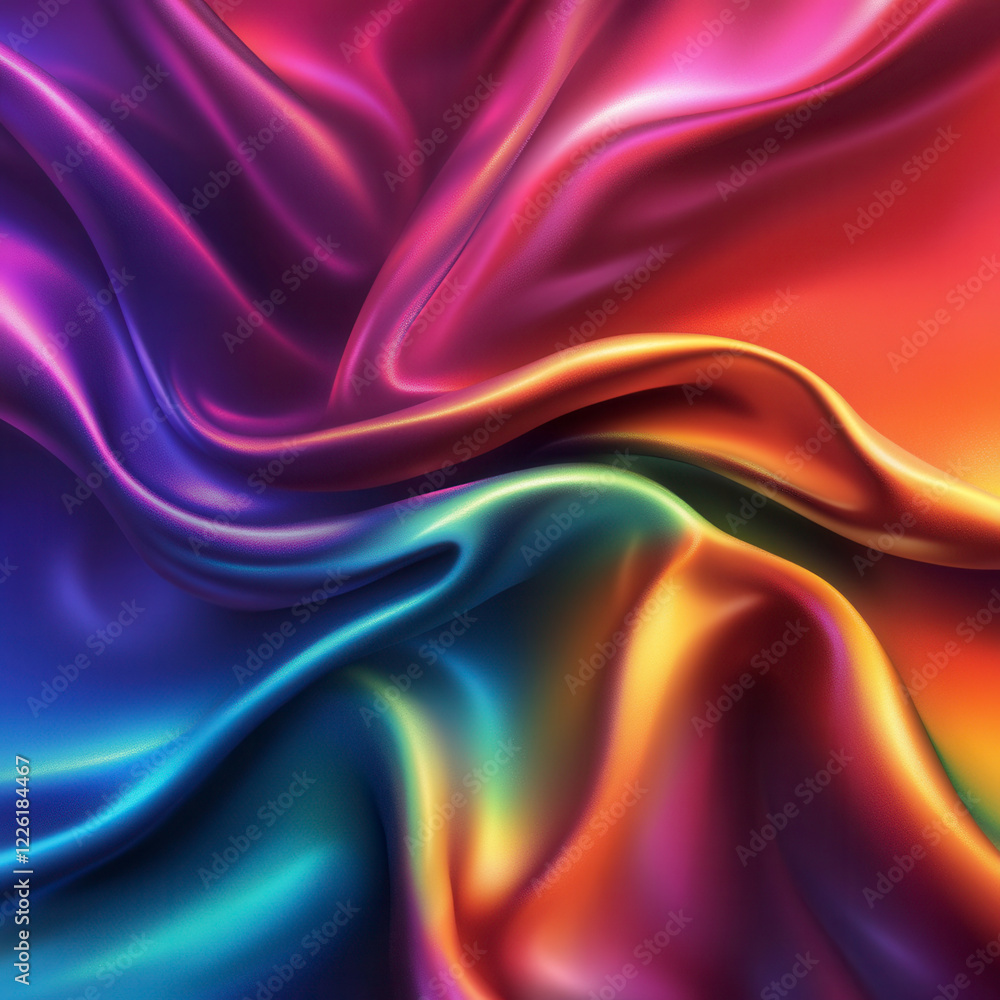 Obraz premium Colorful Waves of Silk Fabric with Glossy Textile Texture
