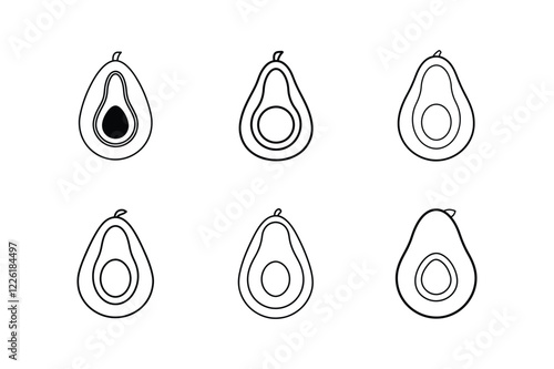 avocado icon line art vector illustration