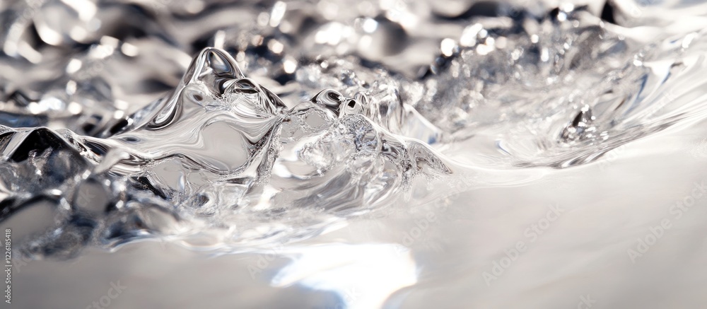 Close-up of clear liquid, showing dynamic waves and textures. Close-up of clear liquid, showing dynamic waves and textures.