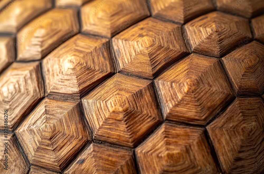 Fototapeta premium Close-up of textured wooden surface with hexagonal patterns showcasing natural grain and warmth in a beautifully crafted design