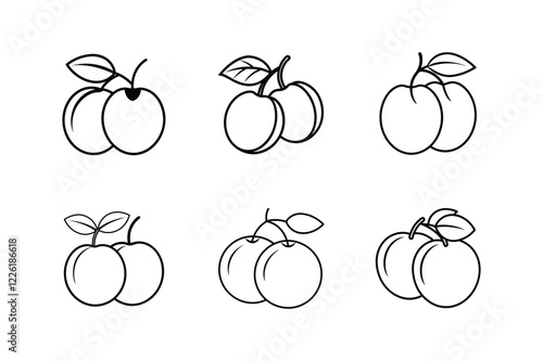 plums icon line art vector illustration