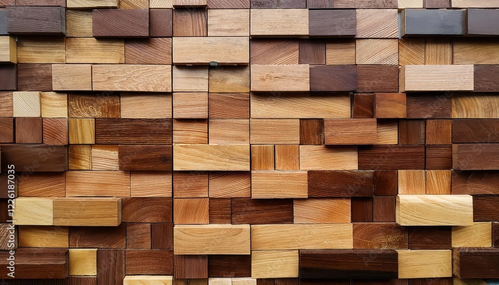 Elegant Mosaic Wood Block Wall Background, Showcasing a Stunning Light and Dark Timber Rectangle Tile Pattern, Perfect for Modern Interior Design. Elegant Mosaic Wood Block Wall Background, Showcasing a Stunning Light and Dark Timber Rectangle Tile Pattern, Perfect for Modern Interior Design.