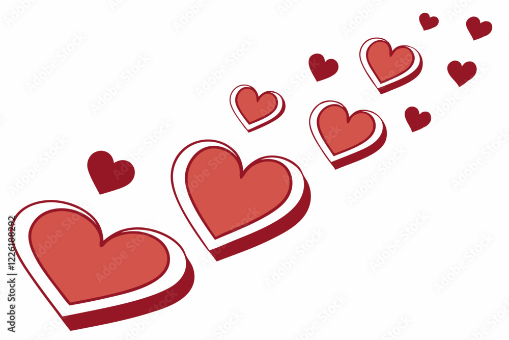 Red Hearts in Flight: A whimsical design featuring a trail of red hearts in varying sizes, cascading gracefully across the frame, symbolizing love, joy, and passion. Red Hearts in Flight: A whimsical design featuring a trail of red hearts in varying sizes, cascading gracefully across the frame, symbolizing love, joy, and passion.