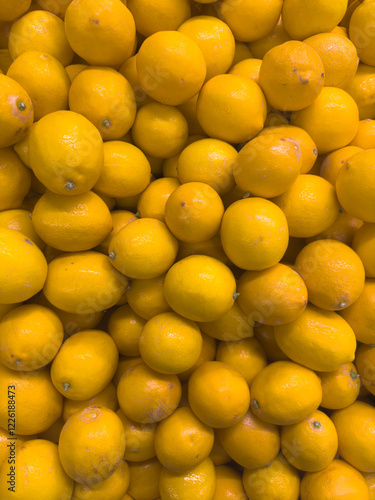 Fresh Yellow Lemons Stacked in a Pile