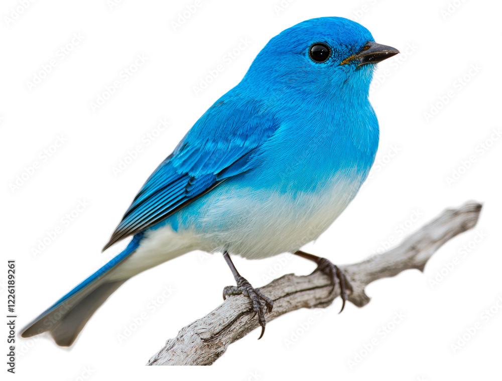 Vibrant blue bird perched on a branch in nature isolated on transparent background Vibrant blue bird perched on a branch in nature isolated on transparent background
