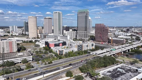 Wallpaper Mural Tampa Skyline At Tampa Florida United States. Birds Eye View Of Stunning Cityscape With Streets And Buildings. Metropole Landscape Commercial Building Busy. Metropole Urban. Tampa Florida. Torontodigital.ca