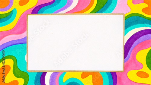 Abstract Watercolor Border with Paper Texture and Vibrant Playfulness Palette