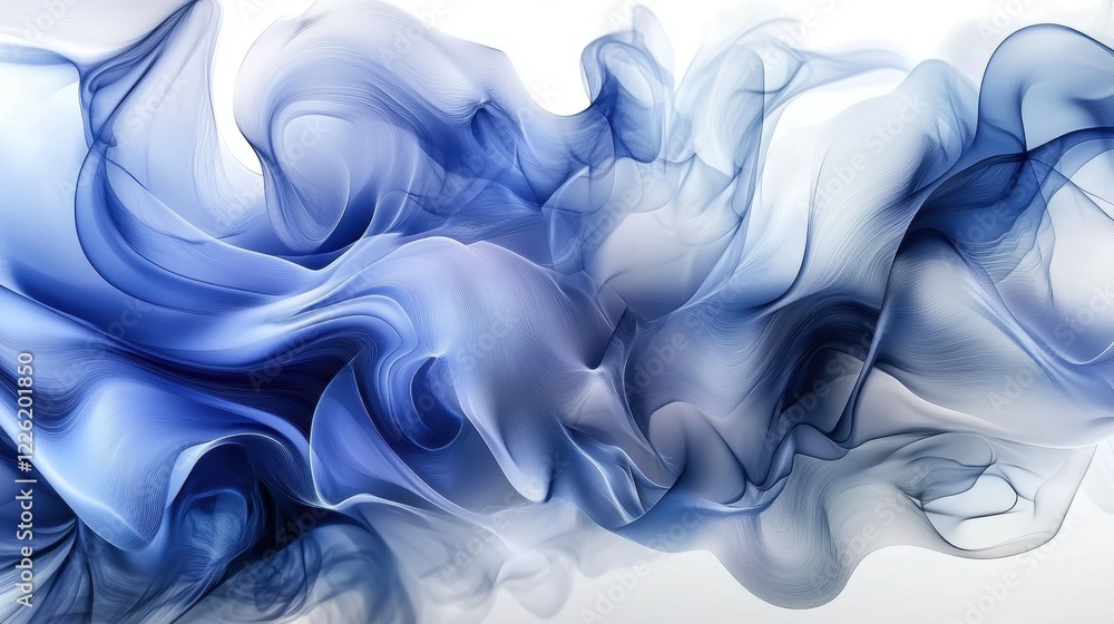 Fototapeta premium Dynamic blue flowing abstract art digital creation modern style soft environment aerial view fluid concept