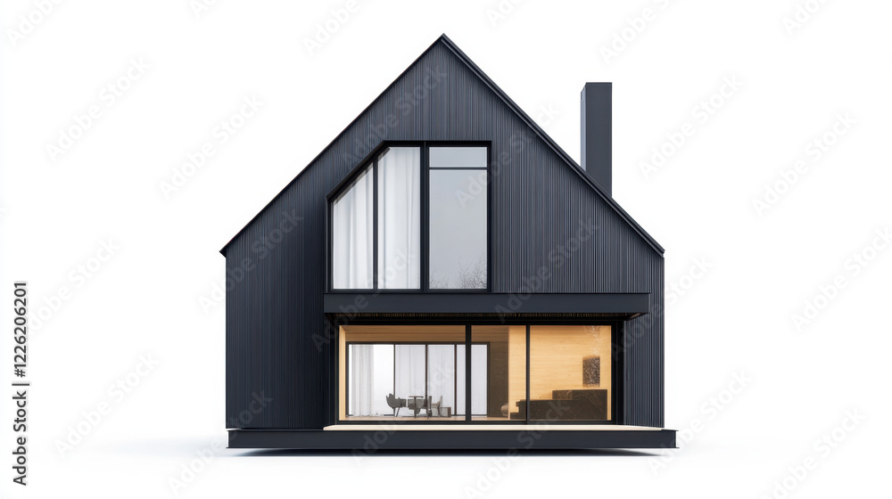 Modern black house with large windows and minimalist design, showcasing sleek exterior and inviting interior space. Perfect for contemporary living Modern black house with large windows and minimalist design, showcasing sleek exterior and inviting interior space. Perfect for contemporary living
