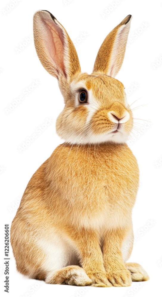 Brown rabbit on white background isolated on transparent background Brown rabbit on white background isolated on transparent background