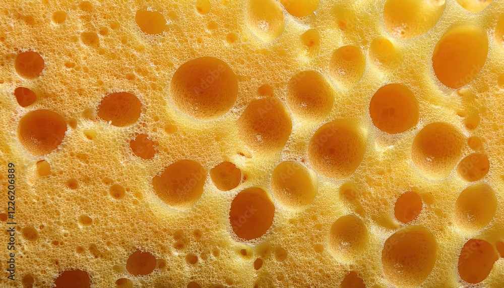 Vibrant Closeup of a Yellow Sponge Texture, Showcasing the Complexity and Beauty of Natures Patterns and Structures, Capturing the Essence of Geometric Abstract Art.