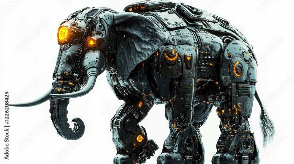 Robotic Elephant, Studio Shot, Futuristic Design, White Background, Sci-Fi Illustration Robotic Elephant, Studio Shot, Futuristic Design, White Background, Sci-Fi Illustration