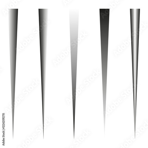 Vertical gradient shapes. Smooth tonal columns. Vector shading design. Simple grayscale form.