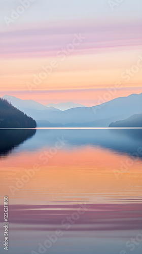 Wallpaper Mural Serene Landscape at Dusk Reflecting Tranquil Waters and Mountain Silhouettes, Evoking a Sense of Onward Journey and Peace Torontodigital.ca