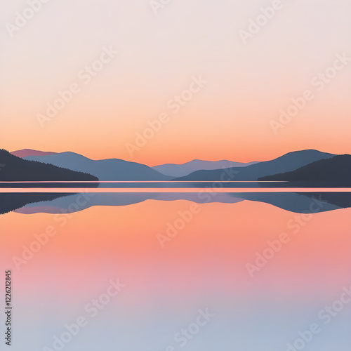 Wallpaper Mural Serene Landscape at Dusk Reflecting Tranquil Waters and Mountain Silhouettes, Evoking a Sense of Onward Journey and Peace Torontodigital.ca