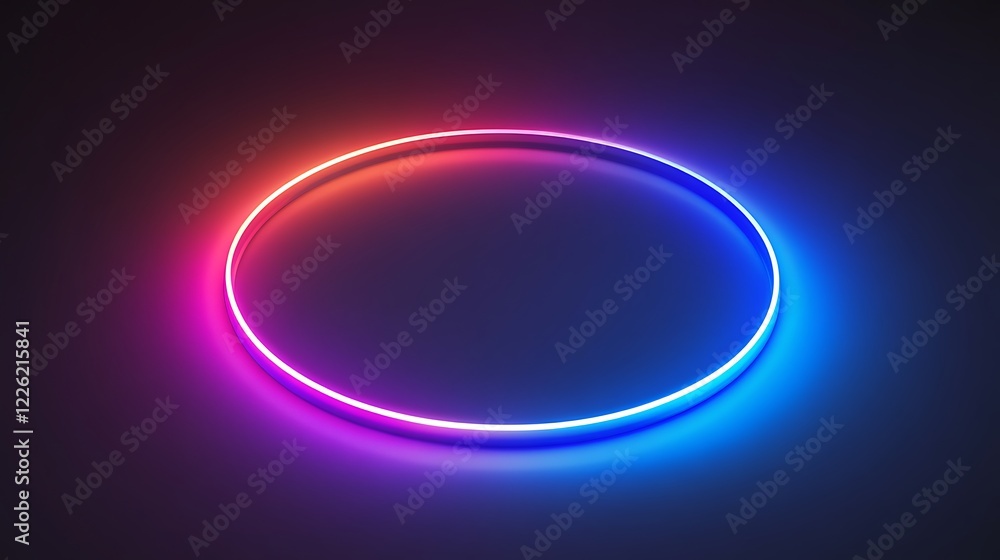 Vibrant Neon Circle Glowing Brightly In Dark Background Vibrant Neon Circle Glowing Brightly In Dark Background