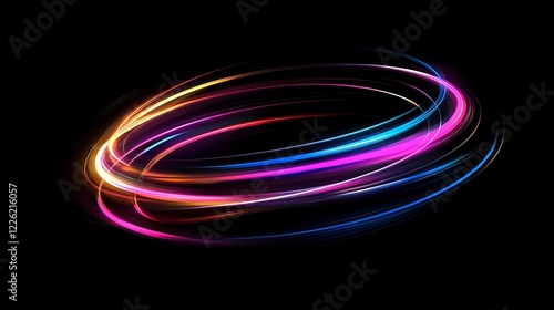 Wallpaper Mural Vibrant colorful light trails forming swirling ellipses on black background. Torontodigital.ca