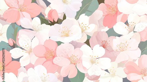 Soft floral composition with delicate petals in pastel hues