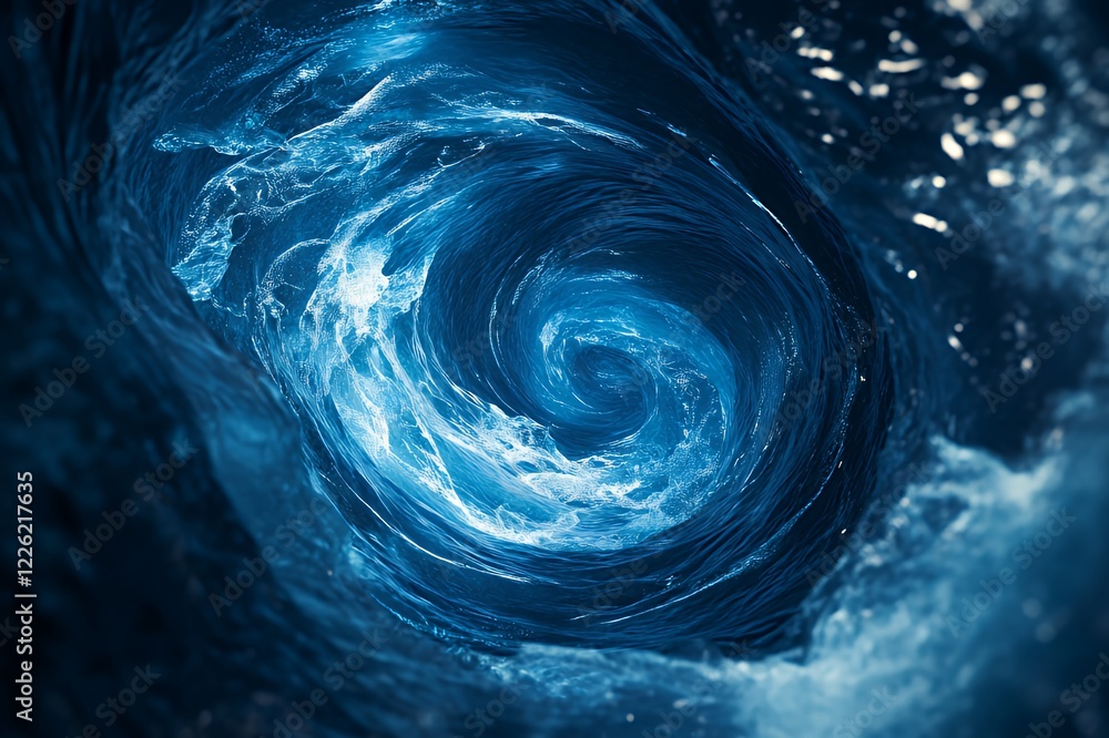 Deep Blue Ocean Vortex Swirling Water Abstract Deep Blue Ocean Vortex Swirling Water Abstract
