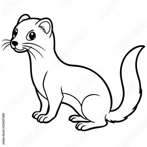 Cute Line Art Weasel Silhouette Black Vector Illustration