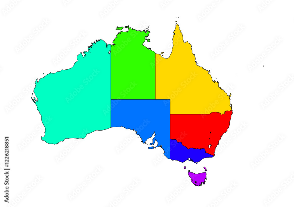 map with colour in australia map with colour in australia