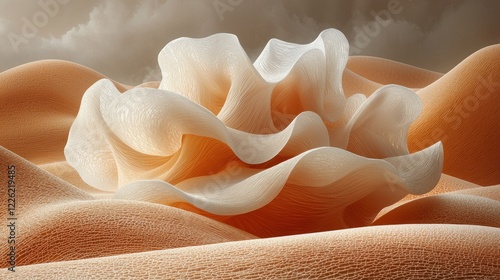 Abstract Desert Bloom: A Surreal Landscape of Woven Sands and Clouds
