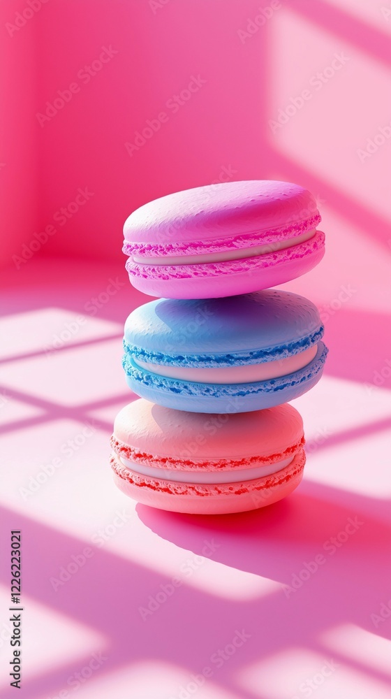 Colorful macarons create a delightful display against a pastel backdrop filled with soft light and vibrant shades Colorful macarons create a delightful display against a pastel backdrop filled with soft light and vibrant shades
