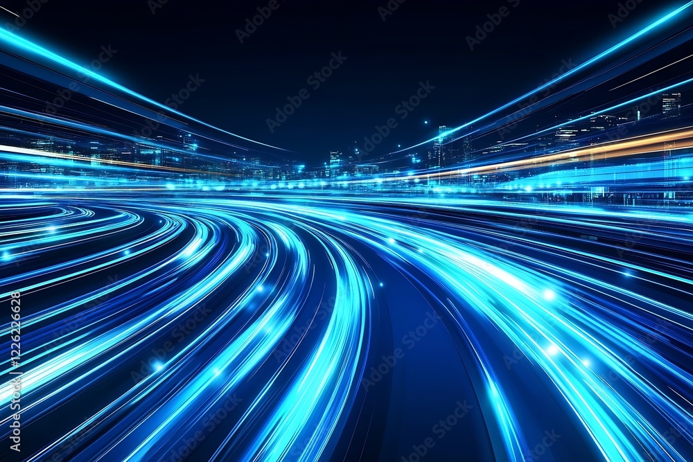 Dynamic Blue Light Trails in a Fast-Paced Urban Transportation Network : Generative AI Dynamic Blue Light Trails in a Fast-Paced Urban Transportation Network : Generative AI