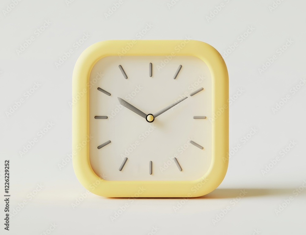 Yellow square clock showing the time. (3) Yellow square clock showing the time. (3)
