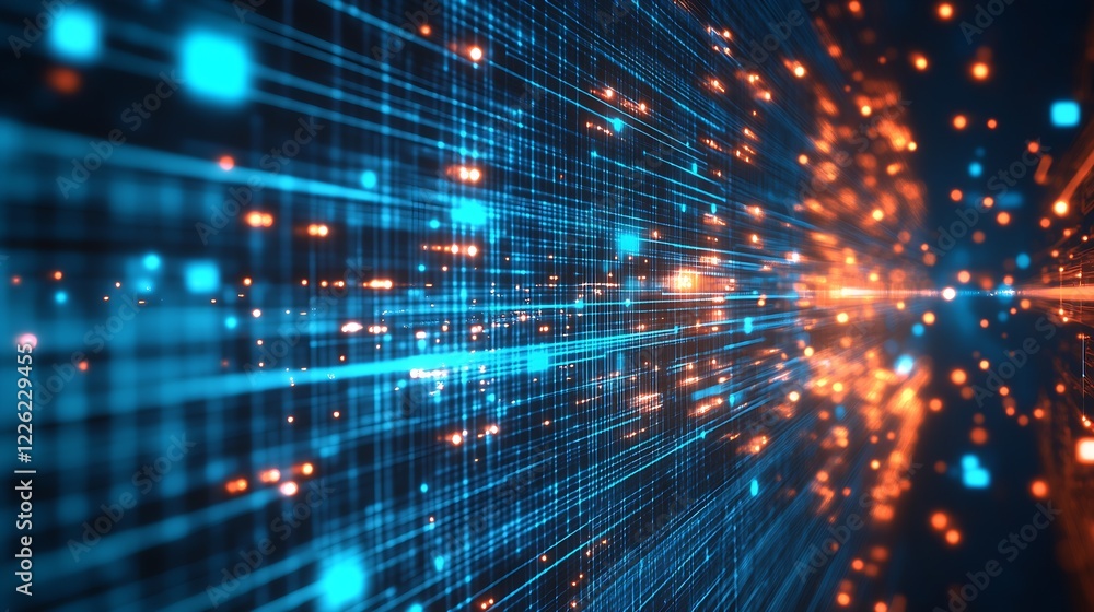 Dynamic Abstract Background with Bright Orange and Blue Lines Symbolizing Digital Data Flow : Generative AI Dynamic Abstract Background with Bright Orange and Blue Lines Symbolizing Digital Data Flow : Generative AI