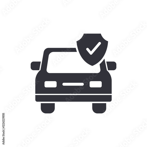 Car insurance solid icons, minimalist vector illustration ,simple transparent graphic element .Isolated on white background