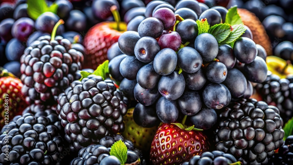 Close-up of Exotic Black Fruits Showcasing Unique Textures and Shapes for Culinary Inspiration and Natural Themes Close-up of Exotic Black Fruits Showcasing Unique Textures and Shapes for Culinary Inspiration and Natural Themes