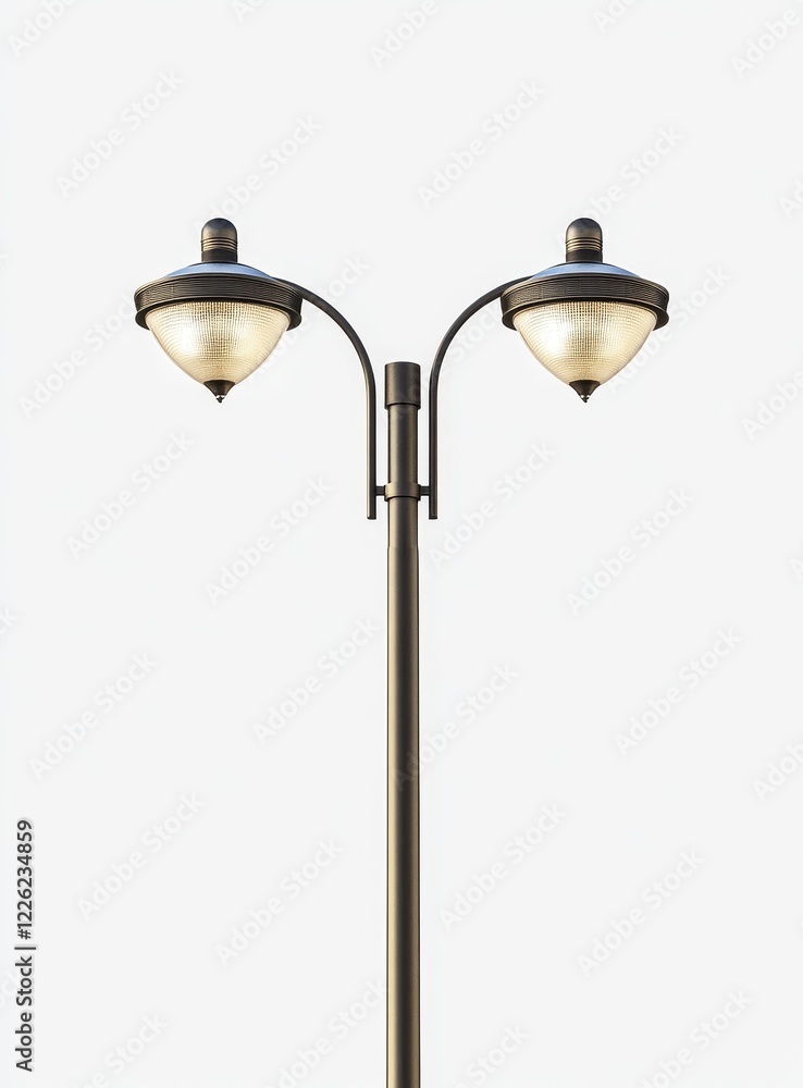 Double-headed street lamp post on white background. Double-headed street lamp post on white background.