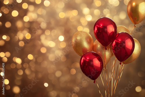 Wallpaper Mural red gold festive balloons Torontodigital.ca