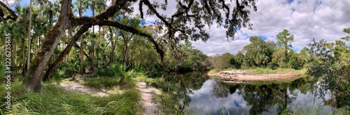 Hiking and biking trail along the Econlockhatchee River in Little Big Econ State Forest in Orlando in central Florida