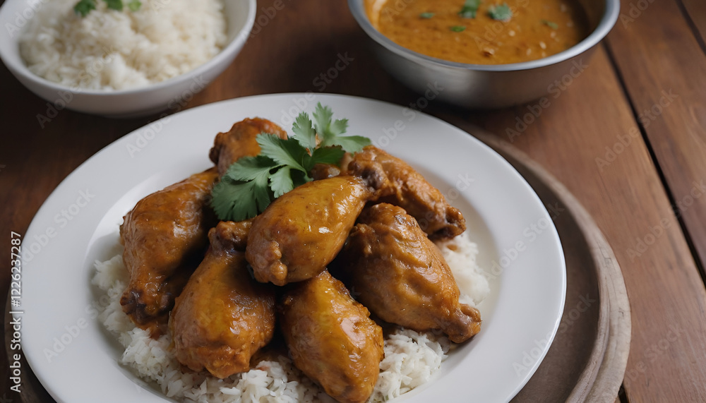 curry chicken wings on a plate curry chicken wings on a plate