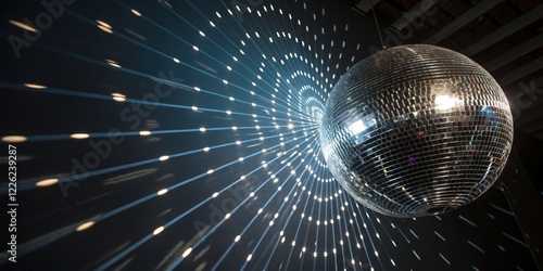 Obraz na płótnie Shimmering disco ball reflects bright lights creating swirling patterns on the wall w salonie