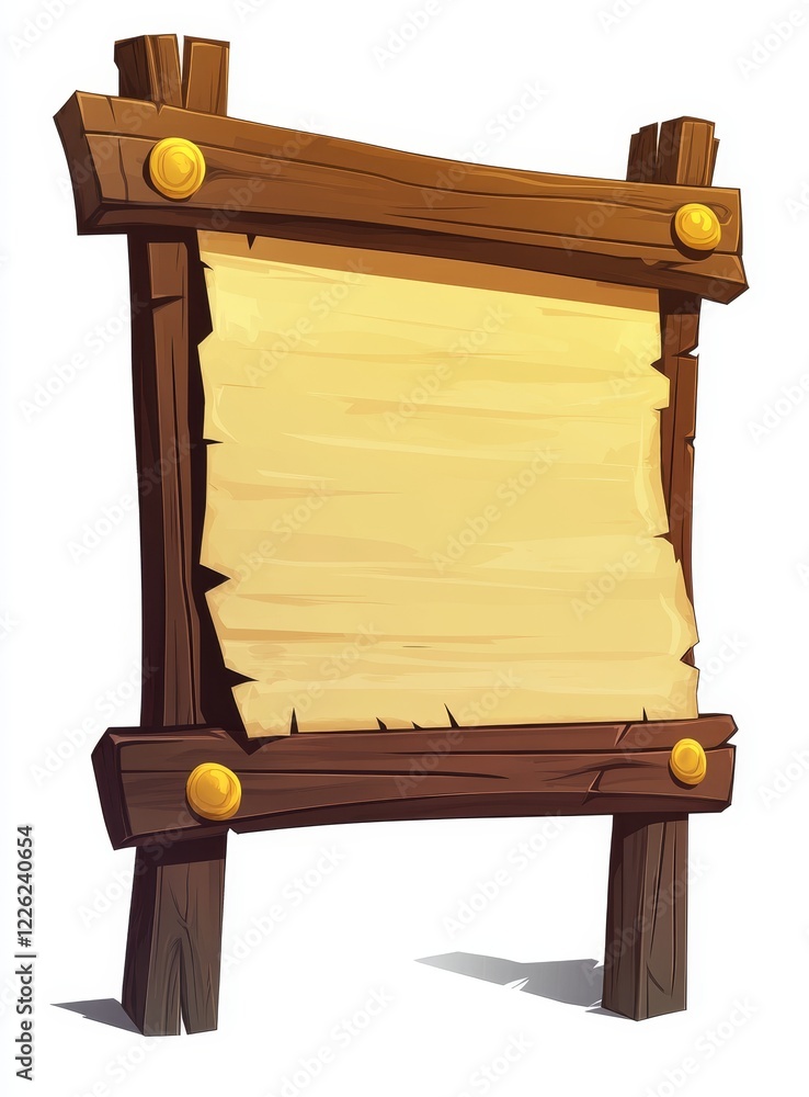 Fototapeta premium Blank wooden sign with parchment paper. (1)