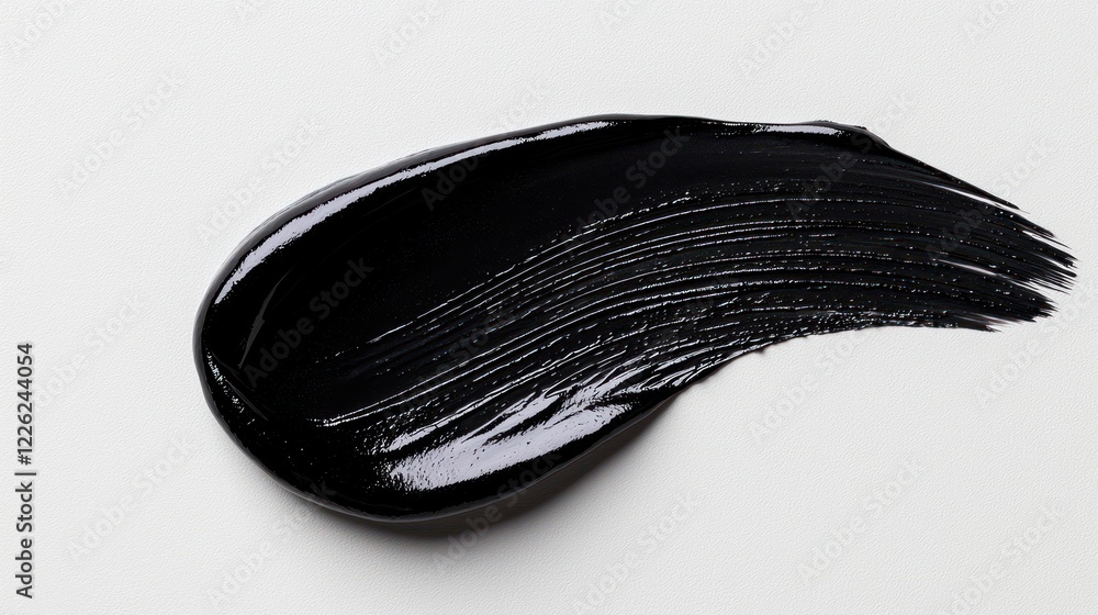 A smooth black paint stroke on a white background, showcasing texture and color. A smooth black paint stroke on a white background, showcasing texture and color.