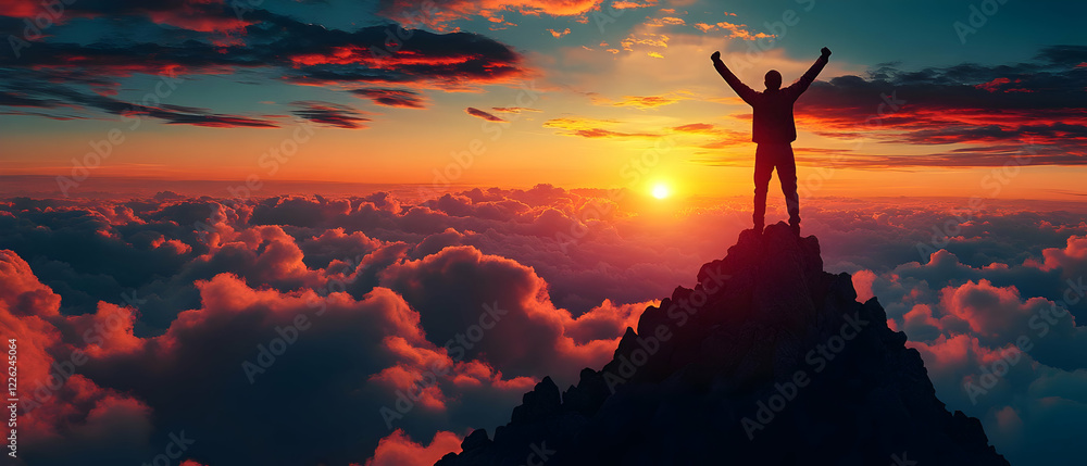 Obraz premium Peak Success Sunset Cloudscape